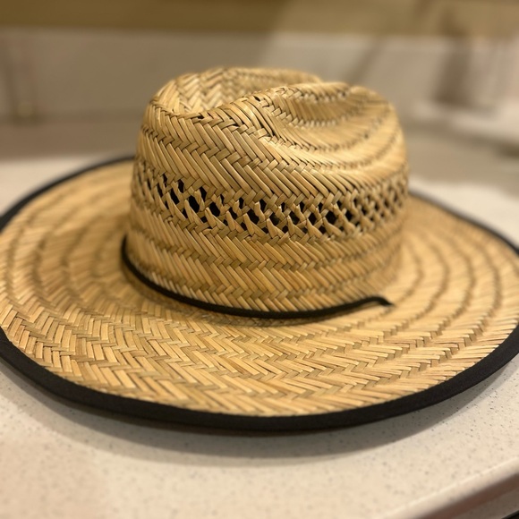 Wide-Brim Sun Straw Hat with Tightener Summer Beach Sun Protection Natural Straw - Picture 6 of 8